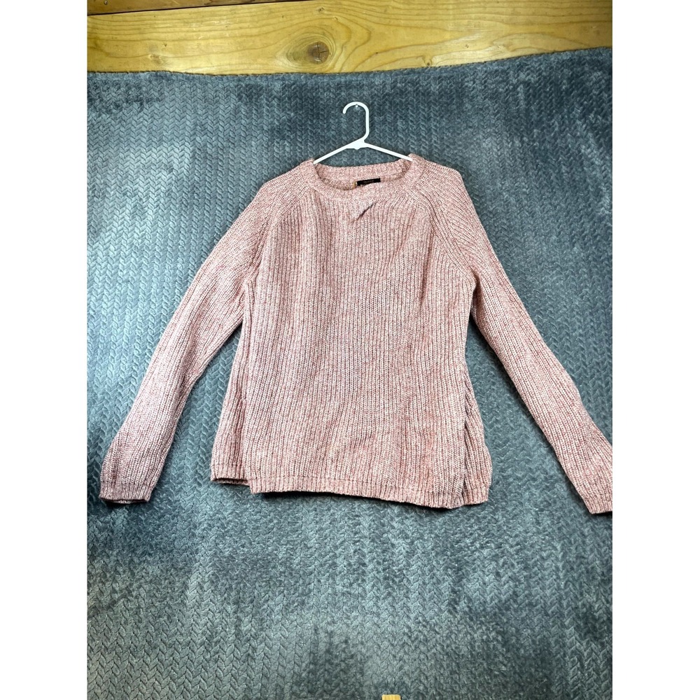 Quince Organic Cotton Fisherman Sweater Womens 1X Pink Chunky Knit Crew Neck
